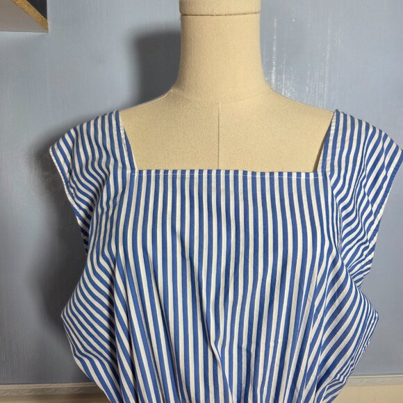 Liz Claiborne 3x Blue White Striped Summer Sleeveless Lightweight Tank Blouse - Picture 2 of 9